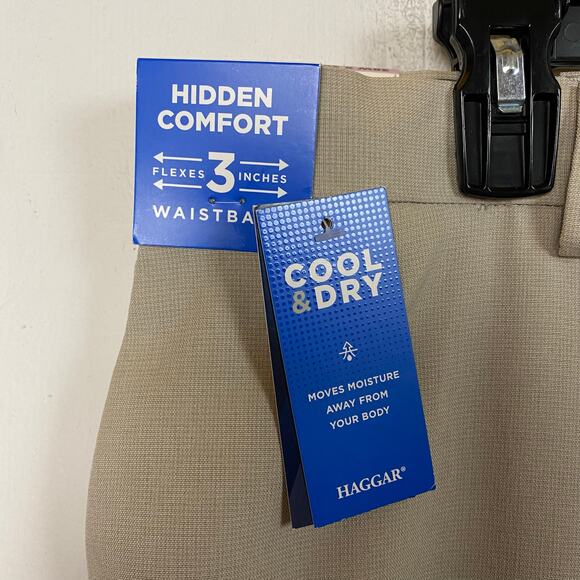 Haggar Performance Flex Classic Fit Beige Pants Size 38x30 NWT - Picture 4 of 10